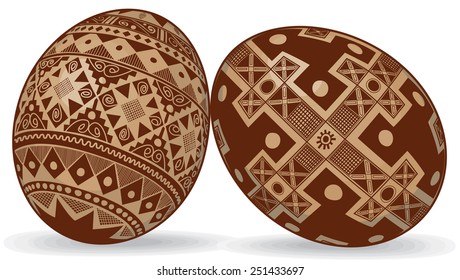 Easter eggs in the Ukrainian style Ethnic, vector illustration 