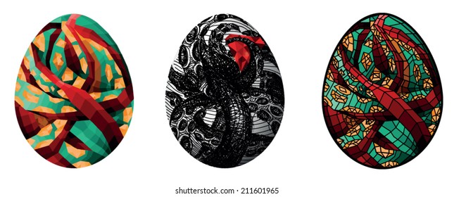 Easter eggs with unusual design, vector illustration