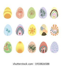 Easter eggs with various flat design vector set EPS10 for Easter celebration and decor
