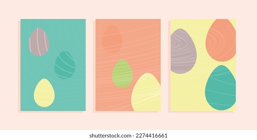 Easter Eggs  Vector Background Template Set with Scribble 