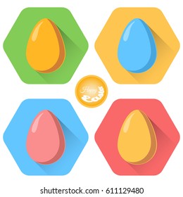 Easter eggs vector blank set with glow and shadows in the flat design.
