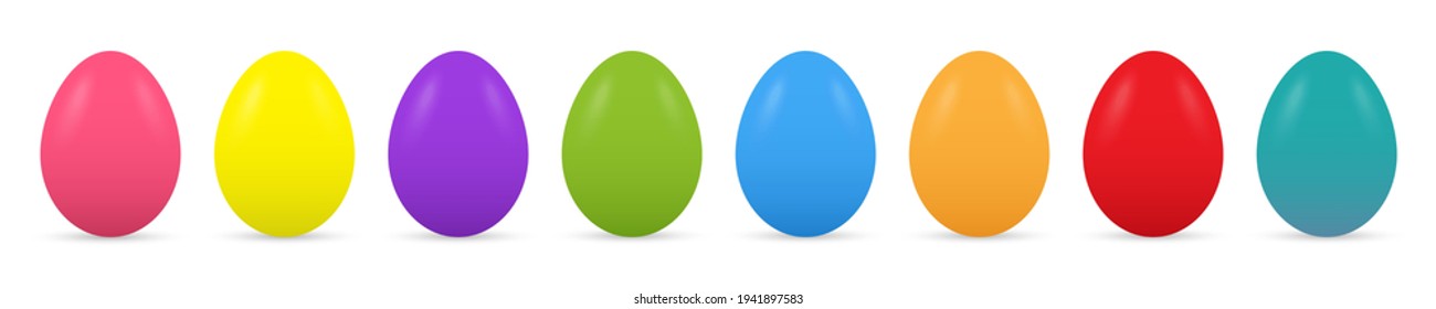 Easter eggs. Vector collection of realistic colorful eggs. Holiday illustration.