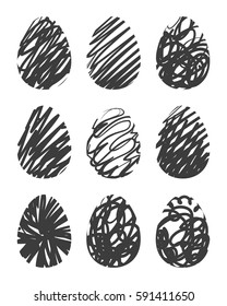 Easter eggs vector doodle illustration. Holiday linear illustration for print, web
