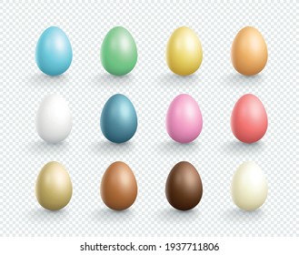 Easter Eggs Vector Element Plain Colors Set 3d Isolated