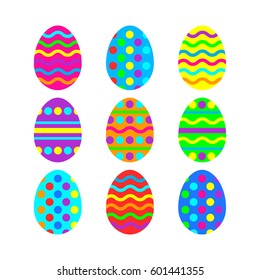 Easter eggs vector icon background. Flat style of colorful eggs. Vector illustration on white