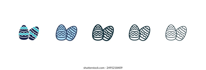 Easter eggs vector icon set black filled and outlined style.