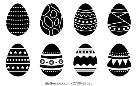 Easter eggs vector icon set. Black and white easter eggs icon set. Easter day festival icon. Vector illustration.