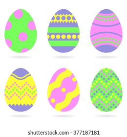 Easter eggs. Vector easter eggs icon set in flat style. Vector illustration.