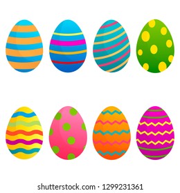 Easter eggs vector icons flat style on white background