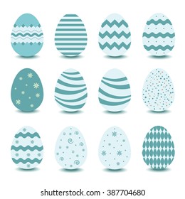 Easter eggs vector icons flat style set  on white background