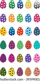 Easter eggs vector icons polka dot and flat style