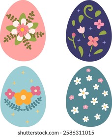 Easter eggs vector illustration collection on white background.