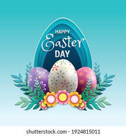 Easter eggs vector illustration. Happy Easter day vector illustration