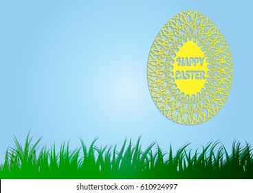 Easter eggs vector illustration modern background, with paper cut out lace egg shaped ornament