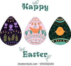 easter eggs vector illustration set