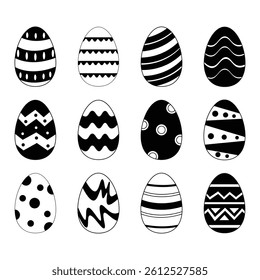 Easter Eggs Vector Illustration Silhouette Line Art