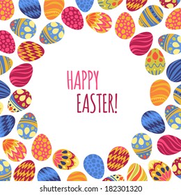 Easter eggs vector illustration.Pattern with decorated colorful eggs on background