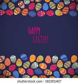 Easter eggs vector illustration.Pattern with decorated colorful eggs on background