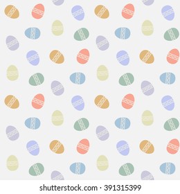Easter eggs vector pattern flat style.Easter egg isolated vector seamless pattern on a white background.Easter egg pattern for holiday design.Easter egg pattern flat modern style