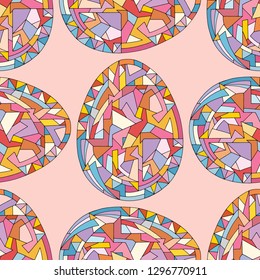 Easter eggs vector seamless pattern. Hand drawn abstract spring holidays background in modern style for surface design, textile, wrapping paper, wallpaper, phone case print, fabric.