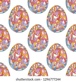 Easter eggs vector seamless pattern. Hand drawn abstract spring holidays background in modern style for surface design, textile, wrapping paper, wallpaper, phone case print, fabric.