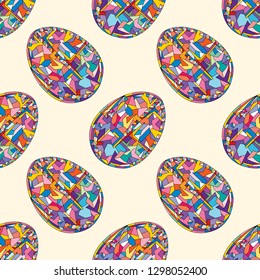 Easter eggs vector seamless pattern. Hand drawn abstract spring holidays background in modern style for surface design, textile, wrapping paper, wallpaper, phone case print, fabric.