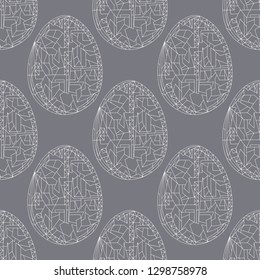 Easter eggs vector seamless pattern. Hand drawn abstract spring holidays background in modern style for surface design, textile, wrapping paper, wallpaper, phone case print, fabric.