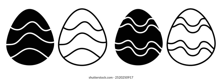 Easter eggs vector set for easter day. Easter egg with decoration patterns. Happy Ester decorated eggs set. Vector isolated. 