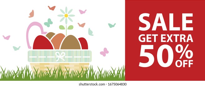 Easter eggs, vector web banner