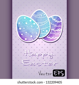 Easter eggs of watercolor texture, vector background card