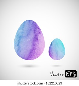 Easter eggs of watercolor texture, vector background