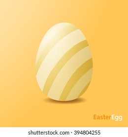 Easter eggs were stripes painted, Yellow color, Realistic style.
