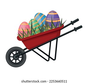 easter eggs in wheelbarrow icon