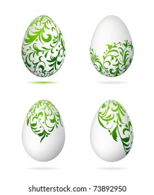 Easter eggs white with floral ornament for your design