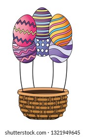 easter eggs and wicker basket