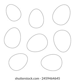 Easter eggs without decorations for coloring. Cute Easter Coloring Pages for Kids. Vector contour drawing