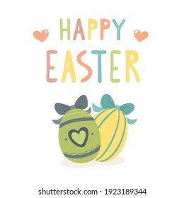 Easter eggs with the words Happy Easter. Vector illustration.