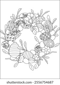 Easter eggs wreath Coloring page