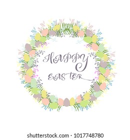 EASTER EGGS IN WREATH WITH CONGRATULATIONS