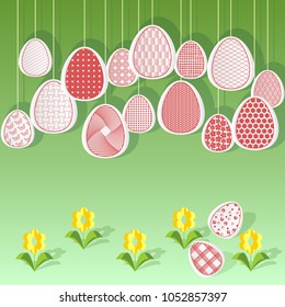 Easter eggs with yellow flowers