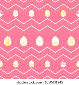 Easter eggs with zigzag lines illustration seamless pattern on pastel pink background