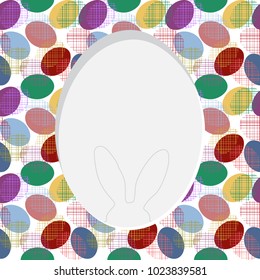 Easter eggs,egg with abstract, geometric, figure, circle,shapes pattern and rabbit.Happy Easter hunt greeting card.Happy Easter card,symbol,icon,logo,background.Place
 for Happy Easter text. Vector 
