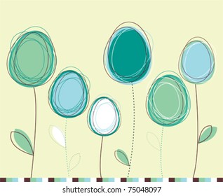 Easter eggs-flowers card