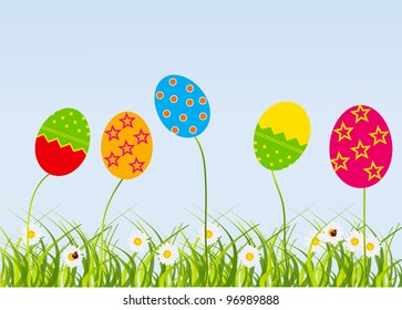 Easter eggs-flowers card