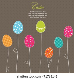 Easter eggs-flowers card with  polka dot background