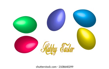 easter eggs.happy Easter inscription.vector illustration.eps10.isolated on a white background.print for your business.
