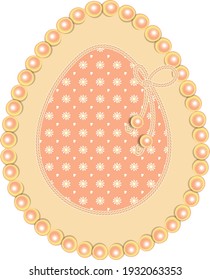 Easter eggs.Isolated drawing. Stylization of spikelet embroidery, knitting, sewing, needlework. Outline of an egg with pigtails. Floral ornament. To decorate a religious holiday.Church items.