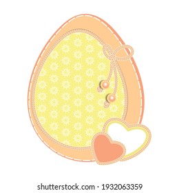 Easter eggs.Isolated drawing. Stylization of spikelet embroidery, knitting, sewing, needlework. Outline of an egg with pigtails. Floral ornament. To decorate a religious holiday.Church items.