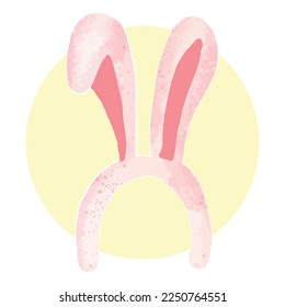 Easter element design. watercolour ear rabbit isolated on white background