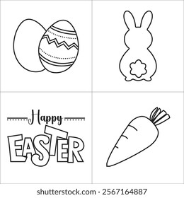 Easter Elements with Black Outline